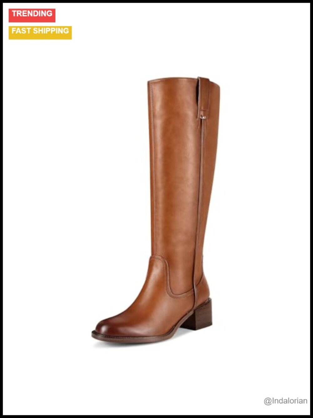 Knee High Riding Boots Chunky Block Heel Faux Leather Tall